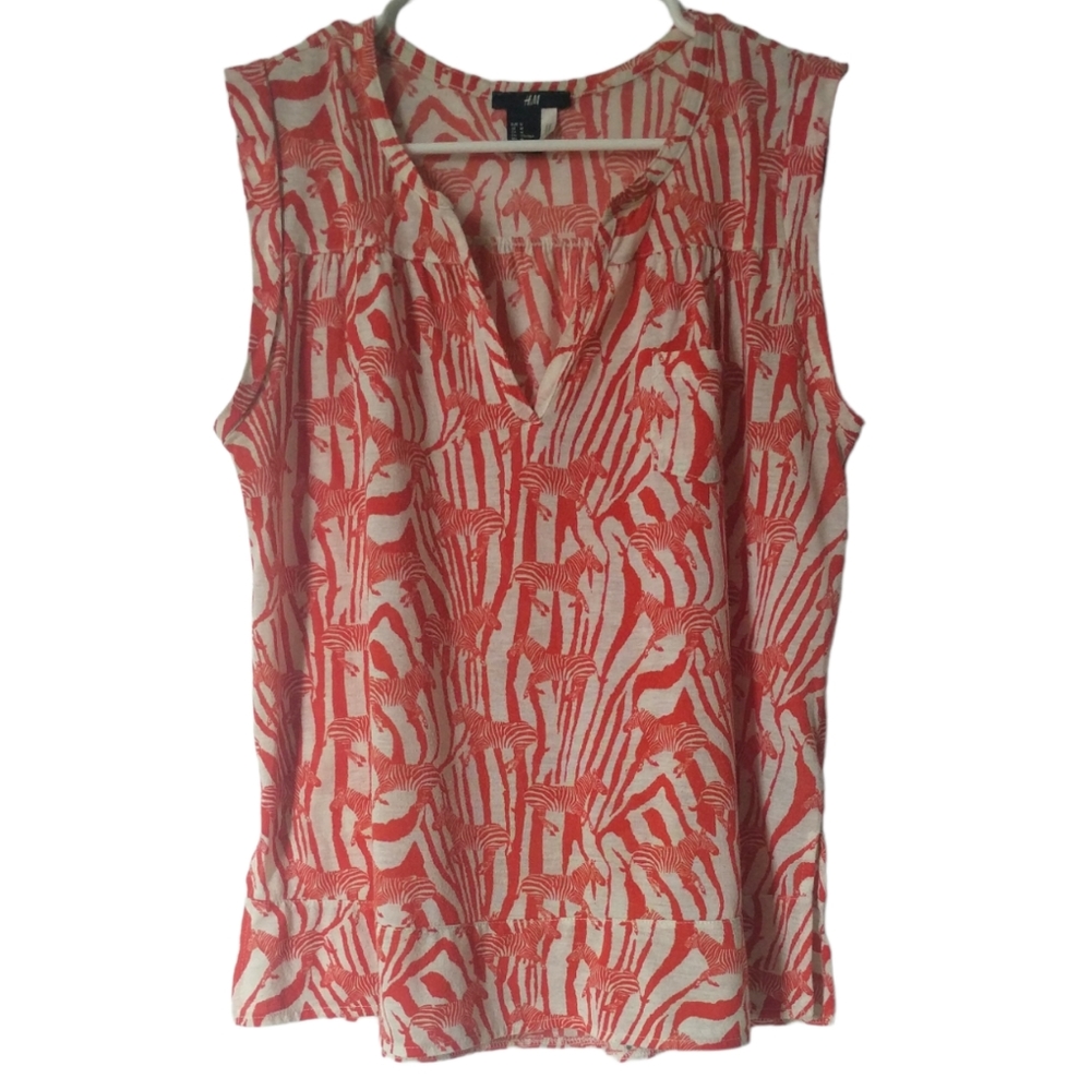 H&M Zebra Print Sleeveless V-Neck Top M